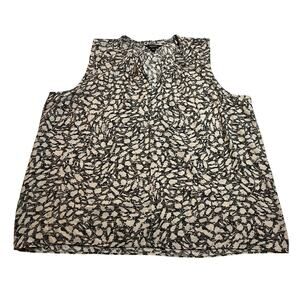 Simply Vera Vera Wang Sleeveless Split Neck Blouse Size X-Large Camo Print
